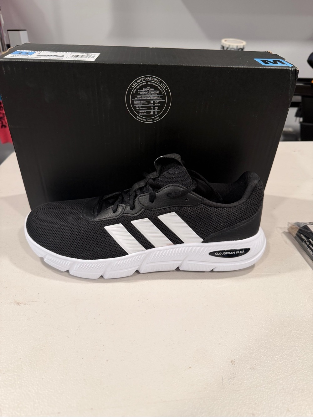 Adidas Men’s Cloudfoam Flex Laces Athletic Sneakers navy Black Size 13 M